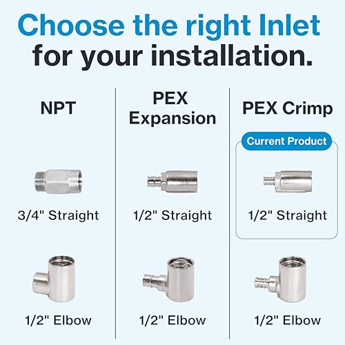 Image of Aquor 1 /2 inch PEX Crimp Stainless Steel Inlet, Pipe Fitting Accessory, Installation Part for Aquor House, RV, and Boat Hydrants