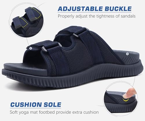Image of KuaiLu Mens Orthotic Sandals Athletic Thick Cushion Recovery Sport Slides Adjustable Strap Open Toe Walking Sandles With Comfortable Plantar Fasciitis Arch Support