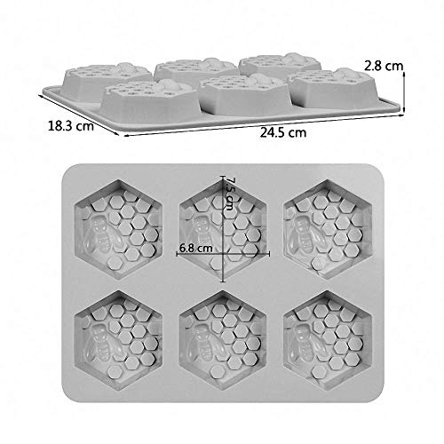 MoldFun Large Bee Honeycomb Mold, Beehive Silicone Mould for Soap, Lotion Bar, Cake Baking, Chocolate, Ice Cube, Jello, Candy, Candle, Wax Crayon Melt - Thumbnail 2