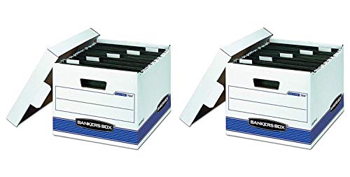 Bankers Box HANG'N'STOR Medium-Duty Storage Boxes, FastFold, Lift-Off Lid, Letter/Legal, (00785) (2 X Pack of 4)