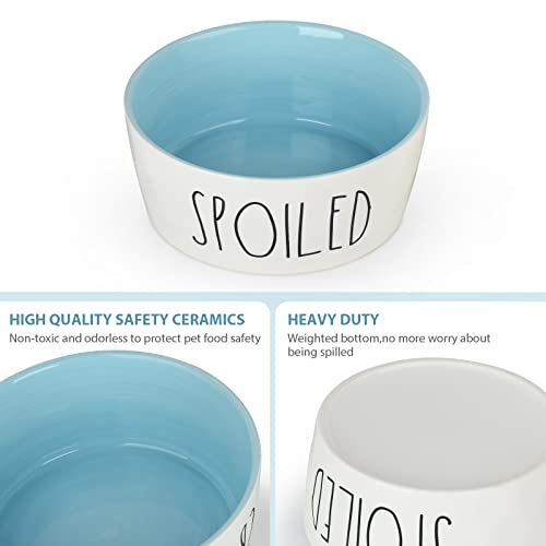 Woofinpets 70Oz Ceramic Dog Bowl - 8'' Extra Large Food Water Dog Bowl, Heavy Duty Non-Slip Dog Dish For Medium And Large Dogs, Food Grade Porcelain Pet Feeder Bowl, Microwave & Dishwasher Safe, Blue #TOP4