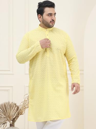 Image of SOJANYA Plus (Since 1958) Men's Silk Blend Embroidered Only Long Kurta