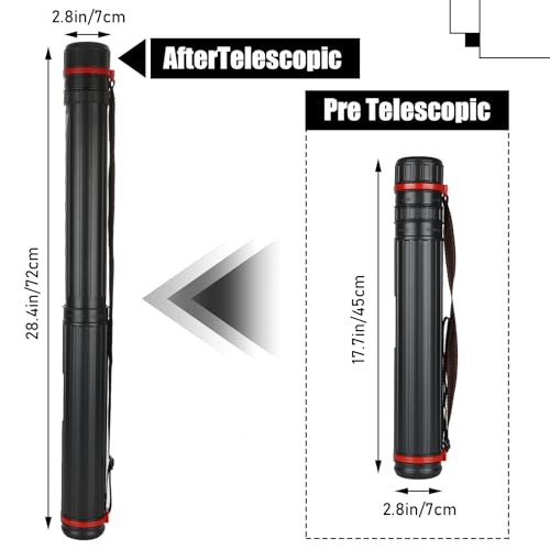 Image of DAJAVE 4 Pack Extendable Poster Tubes, Expand from 17 to 28 Inch, Poster Tube with Strap, Black Telescoping Art Drafting Tube, Round Poster Holder Tube for Carrying Artworks Scrolls Blueprint