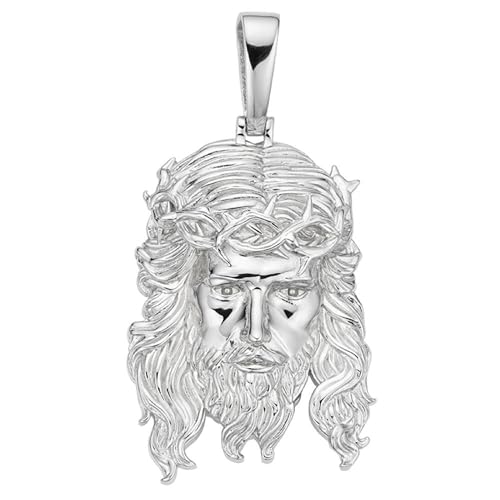 HarlemBling HEAVY SOLID Jesus Piece - Very Detailed Pendant Solid 925 Sterling Silver High Polish Finish - 3 Sizes Great For Any Necklace