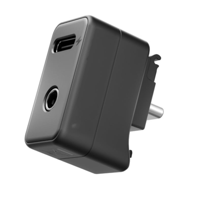 External Microphone Adapter Accessory for Insta360 X5 Camera, 3.5mm and Type-C Audio Ports Support Charger and Record