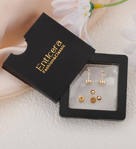 G23 Titanium Opal Earrings for Sensitive Skin Handmade Flower Screw Back Opal Stud Earrings 20g 14K Gold Hypoallergenic Nap Earrings for Helix Cartilage Piercing Gold 4mm4