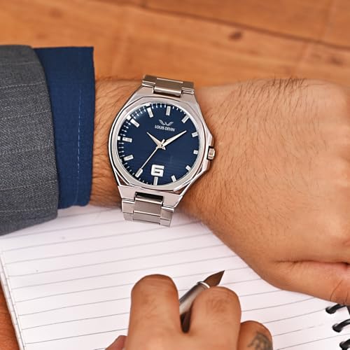 Image of LOUIS DEVIN Stainless Steel Chain Analog Wrist Watch for Men (Black /Blue /Green /White Dial) | LD-G076-CH