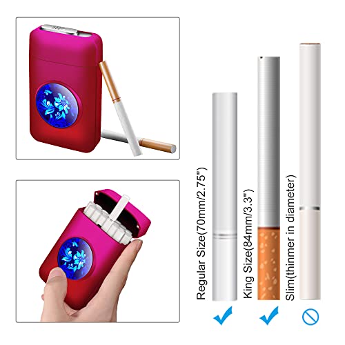 x-lighter XL666 Cigarette Case with Lighter, Valentines Gifts for Her, 18pcs 84mm King Size Cigarettes Holder, Smell-Proof, Father\'s Day Gift for Men dad