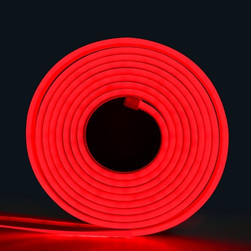 Image of Forus 5 Meter LED Neon Strip Light - Red, Flexible Waterproof Rope Lights 16.4 Feet, 12V Adapter, Indoor Outdoor Diwali Decorative Cove Lighting, Hotel Decoration, Home Decor, Festivals, 1 Yr Warranty