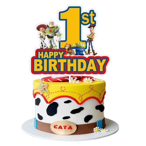 Happy Birthday Decoracion Tarta, Decoración Pasteles Cumpleaños 1 Año Dibujos Animados Cake Topper para Cumpleaños Niños y Niñas, Fiesta temática, Aniversario