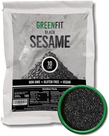Greenfit Black Sesame Seeds - 10lbs Bulk Bag | Non-GMO, Gluten-Free, Vegan-Friendly | Premium Quality, Nutrient-Rich, Healthy & Versatile for Cooking and Baking
