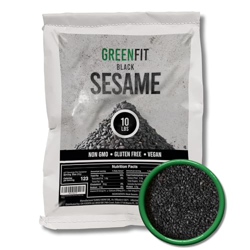Greenfit Black Sesame Seeds - 10lbs Bulk Bag | Non-GMO, Gluten-Free, Vegan-Friendly | Premium Quality, Nutrient-Rich, Healthy & Versatile for Cooking and Baking