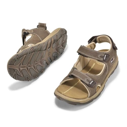 Image of Woodland Men Khaki Two-Tone Nubuck Sandals