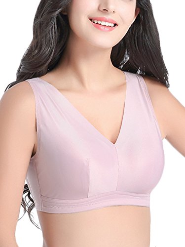 Intimate Portal Pandia Wireless Bra with Pockets Full Coverage Wire Free Bra Pink