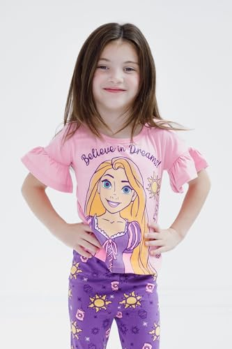 Image of Disney Princess Girls' 2-Piece T-Shirt and Leggings Set Toddler to Big Kid | 2-Piece Coordinated Set, Elastic Waistband Leggings, Breathable Cotton Fabric