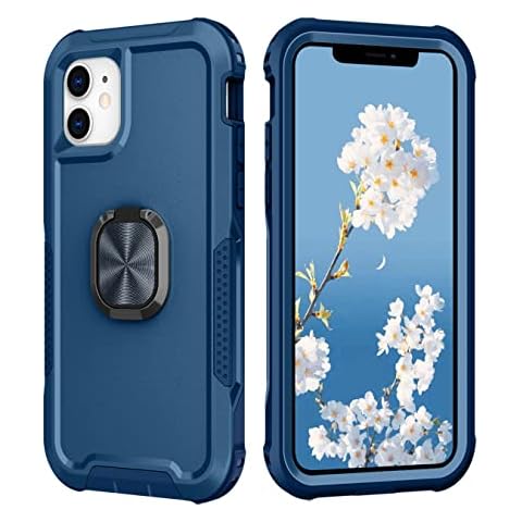 Petocase for iPhone 11 Case Heavy Duty Full Body Shockproof Kickstand with 360°Ring Holder Support Car Mount Hybrid Bumper Silicone Hard Back Cover for iPhone 11 Blue Cover