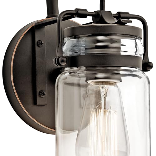 Image of Kichler Brinley 11.5 inch Wall Sconce in Olde Bronze, 1-Light, Vintage Wall Mount Light with Clear Glass, (11.5 inch H x 5 inch W), 45576OZ