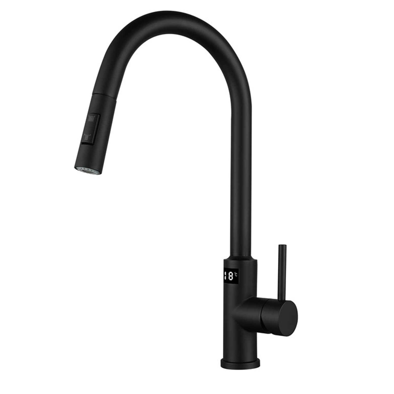 ZYCHSJXA Touch Kitchen Faucet with Pull Down Sprayer, Commercial Stainless Steel Single Handle Sink Temperature Display, Modern Black Finish, Easy Installation