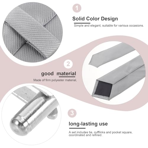 Set de corbata clásica para hombre con gemelos y pañuelo miniatura 3