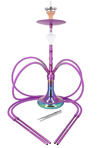 Smokezilla® MINYA 4S 4-Schlauch-Set Aluminium Rainbow Shisha | Spitze Optik mit Regenbogen Bowl und Diamond…