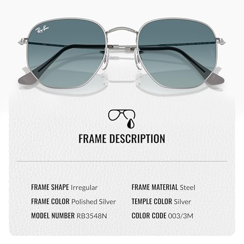 Image of Ray-Ban RB3548N HEXAGONAL FLAT LENSES Square-Round Shape Sunglasses for Men & Women with Official Eyewear Kit