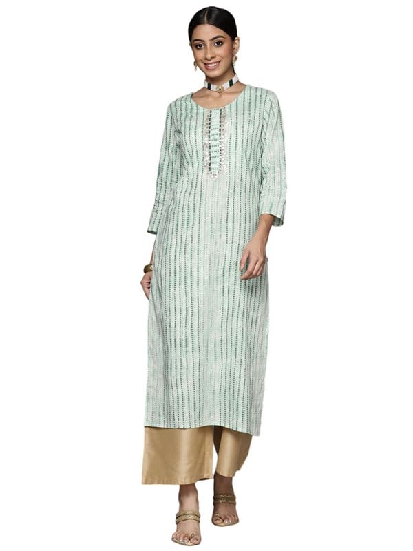 Kurta droite imprimée vert la tunique confortable et chic S