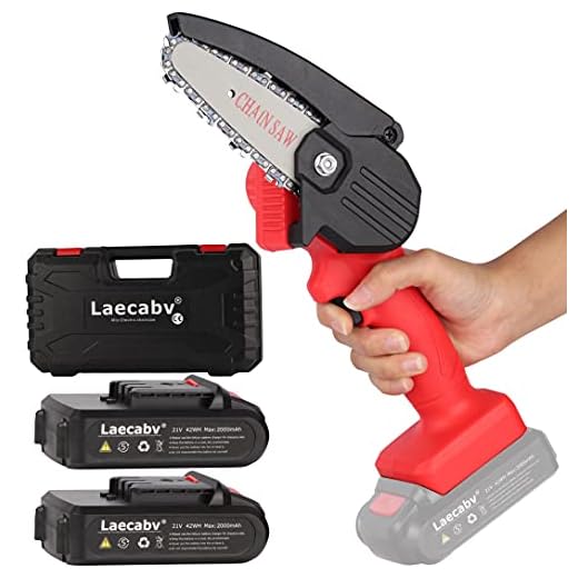 Laecabv 4-Inch Mini Chainsaw, NEW Generation One-Hand Pruning Saw with Protect Flip, Cordless Electric Portable Chainsaw, Battery-Powered Chain Saw for Tree Branch Wood Cutting (4inch, Black)