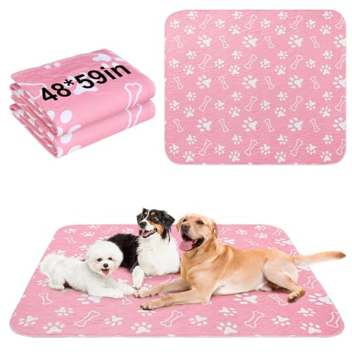 Image of BEAUTYZOO 2 Pack Washable Pee Pads for Dogs, Reusable Puppy Pads for Potty Training, Waterproof Super Absorbent Wee Wee Pads for Dogs Non-Slip, Pet Whelping Mats Playpen Dog Crate Floors, 48IN x 60IN