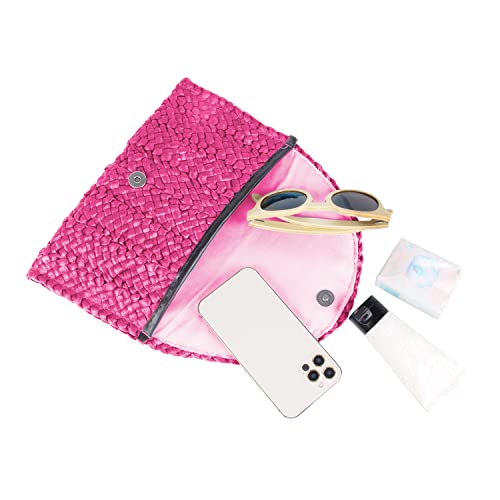 Image of Fecialy Straw Clutch Purses Straw Purses for Women Envelope Woven Clutch Handbags Summer Beach Bags