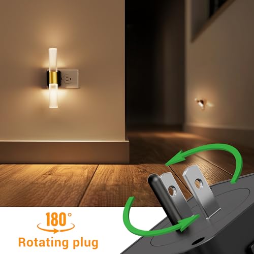 Image of L LOHAS LED Night Light, 2 Pack Night Lights Plug into Wall, 3000K Soft White, 0-100LM Adjustable Brightness, 180 Rotating Plug in Night Light with Auto Light Sensor (Matte White)