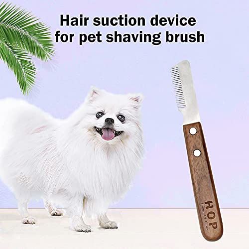 SoeHong Professionele Rvs Hondenkam, met Houten Handvat Grooming Borstel Haar Remover Pluck Haar Tool Scheren Kam… - Image 4