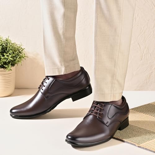 Image of Centrino Formal Shoes for Men | Lightweight Comfortable Office Shoes for Man Stylish | Cushioned Insole Lace-Up Shoes for Men | Durable TPR Sole | Trendy Classic Design Footwear for Men (8115)