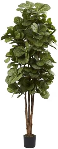 Nearly Natural 6ft Fiddle Leaf Fig Artificial Tree with 6 Natural...