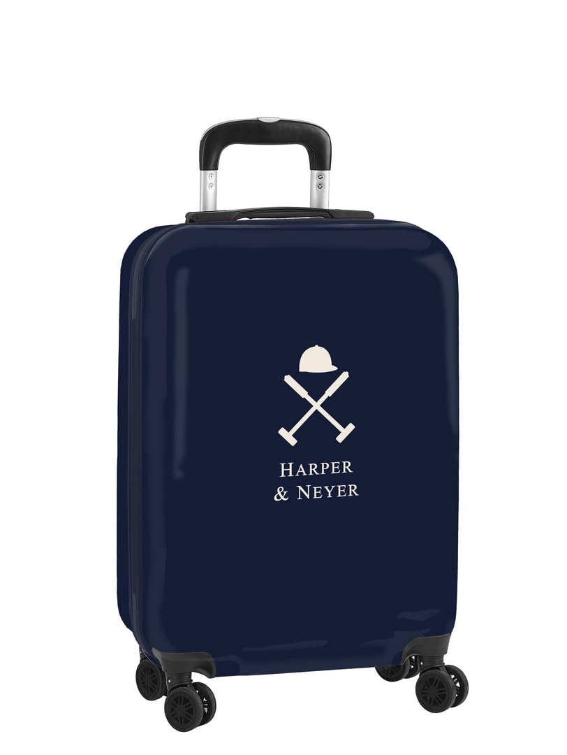 HARPER & NEYER - Trolley da cabina 20 pollici, valigia con ruote, lucchetto di sicurezza, valigia leggera, 34,5 x 20 x 55 cm, Blu navy, M, Casual