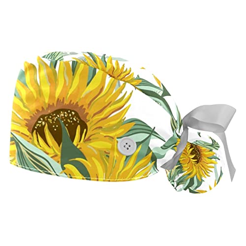 Chapeaux bouffants JDEZ ajustables avec motif tournesol pour un maintien optimal
