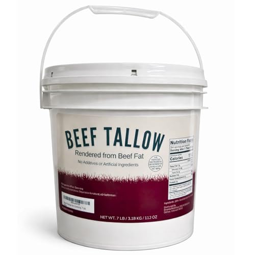 Beef Tallow for Cooking 7 LB Bulk Pail w/Safety Seal