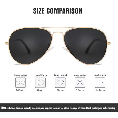 Image of Bio-th Polarized Metal Aviator Sunglass for Men and Women. UV Protected light weight unisex stylish pilot sunglasses