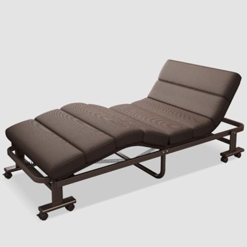 Cama Plegable para Adultos, S, catre Plegable para Acampar para Adultos, Respaldo Ajustable de 4 velocidades, Cama de Invitados Resistente con Ruedas, Ajuste de articulación de piernas y ESP