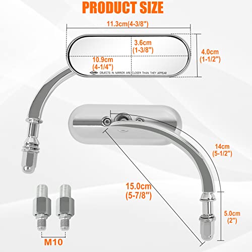 Dreamizer Universal 8Mm/10Mm Chrome Mini Oval Side Mirrors Motorcycle Rear View Mirrors Compatible With Harley With Harley Road King Softail Street Electra Glide Dyna Iron 883 Sportster 1200 #TOP4