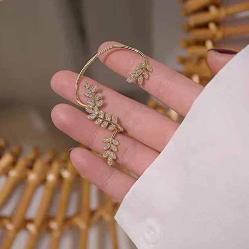 Erimberate Bohemian Leaf Climbers Crawler Earrings Clip Crystal Hook Earrings Branches Ear Crawler Earring Gold Plant Stud Earrings Tow Ways Earrings Cartilage Cuff Earrings Jewelry For Women And Girls #TOP1