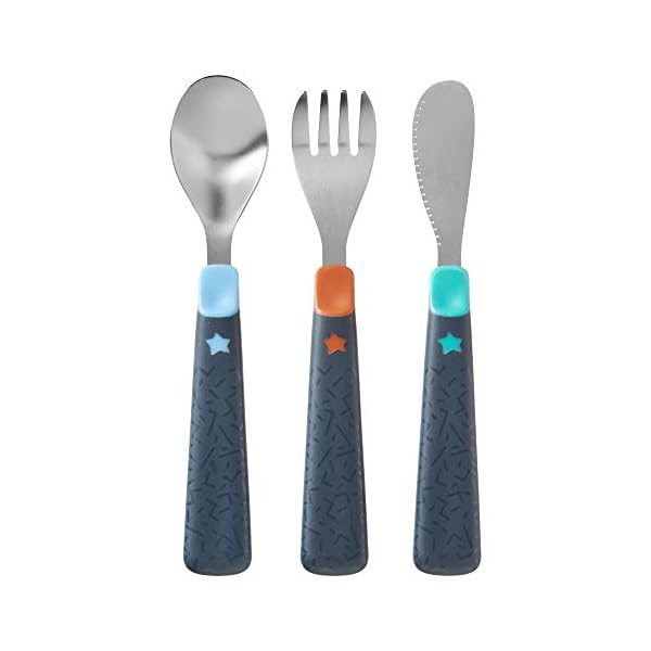 Tommee Tippee Big Kids Stainless Steel First Cutlery Set, Rounded Edges, Chunky Handles, 12m+