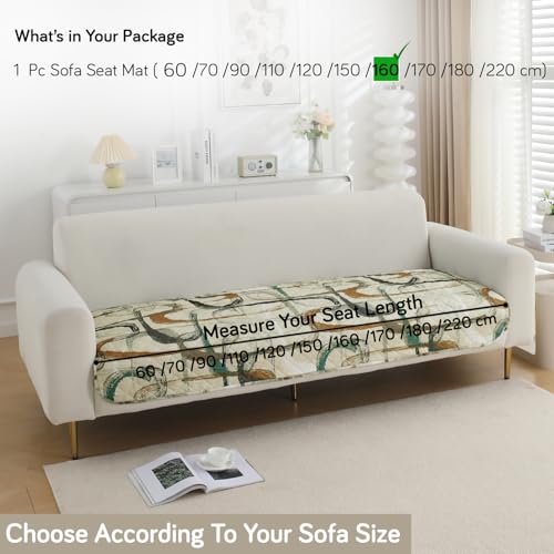 Image of HOKIPO 'Elira Series' Water Repellent + Waterproof Quilted Sofa Mats | Make Your Own Sofa Cover Set | Length 160cm - Parchement Beige Abstract Art (AR-5247-C6)