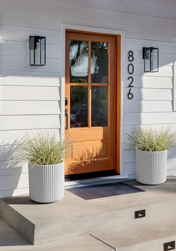 Image of Veradek Demi Series Round Planter for Porch, Patio, Backyard | Durable Plastic-Stone Composite Material | Modern Decor for Tall Plants, Flowers