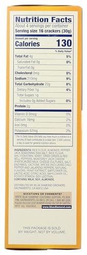 Image of Blue Diamond Almonds Nut Thins Cracker Crisps, Pepper Jack Cheese, 4.25 Ounce