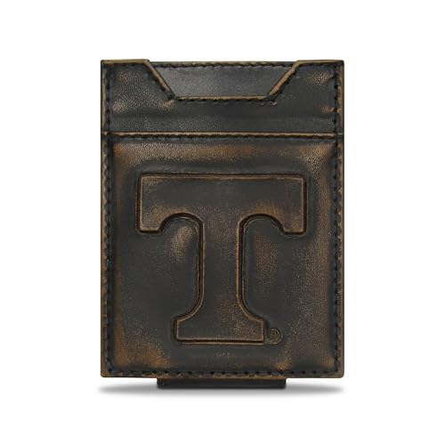 ZEP-PRO NCAA Tennessee Vols Burnished Leather Magnetic Front Pocket Wallet, Slim Stylish for Men