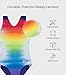 GK Girls Fierce Fade Gymnastics Leotard - Rainbow Dance Outfit with Matching Scrunchie for Toddlers, Children, & Juniors (AS, Rainbow - Purple)