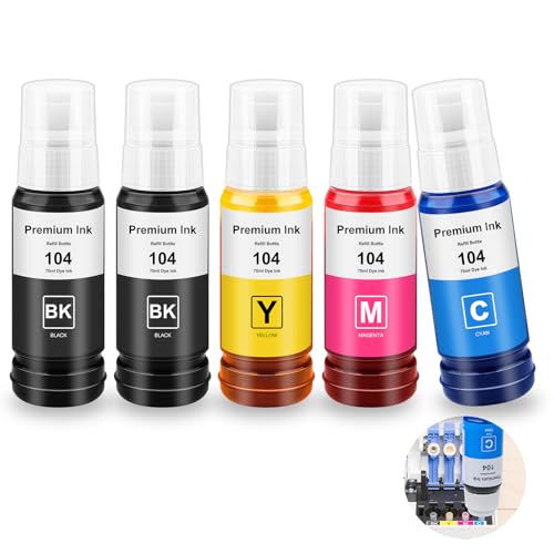 Teokantz Tinta 104 compatible con Epson 104 Tinta ET 2820 ET 4800 ET 2870 ET 2810 ET 2862 ET 2826 ET 2856 ET 4810 ET 2811 ET 2812 ET 2814 ET 2814 5 ET 2 Impresora 821 ET 2710 ET 2711