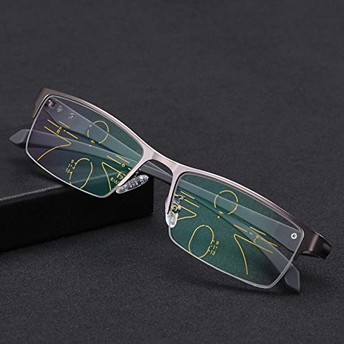 Multifocus Glasses+Anti Blue Light Block Filter Reduces Digital Eye Strain Reader (Gray, +2.75)