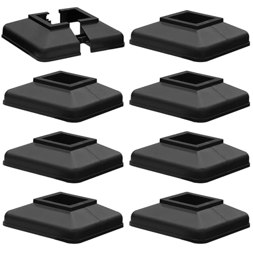 Image of Plastic Lower Post Base Cover, Decorative Square Railing Base Trim, Durable Fence Post Flange Skirt for Patio, Porch, Stair, and Railing Systems (8pack, Fit 1.5'' Post)