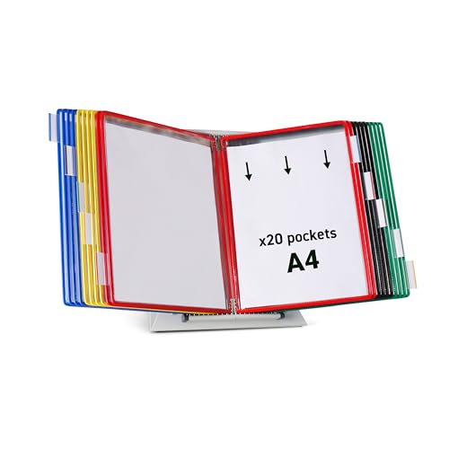 Image of Tarifold Technic Desk Display Stand with 10 Clip-on Index Tabs and 20 Pockets A4 Assorted Ref 434209